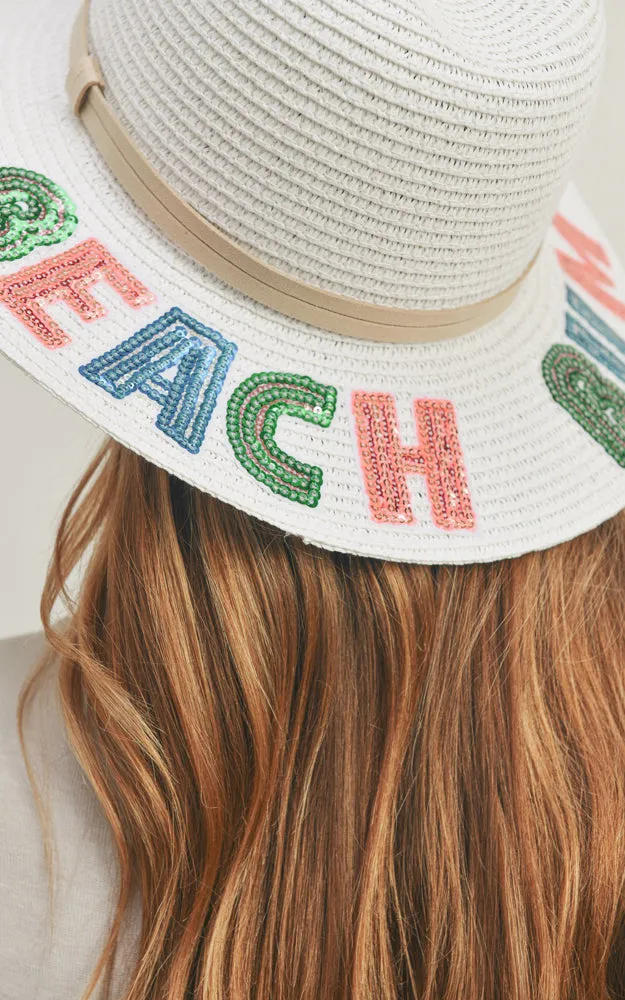MH0115 Sequin Letter Beach Bum Panama Hat