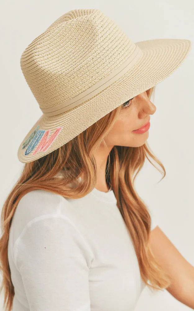 MH0115 Sequin Letter Beach Bum Panama Hat