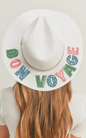 MH0118 Sequin Letter Bon Voyage Panama Hat
