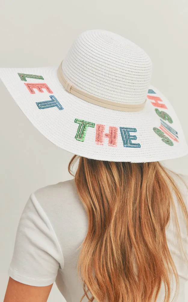 MH0121 Sequin Letter Let The Sun Shine Panama Hat