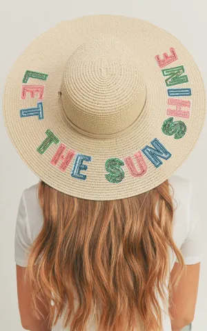 MH0121 Sequin Letter Let The Sun Shine Panama Hat