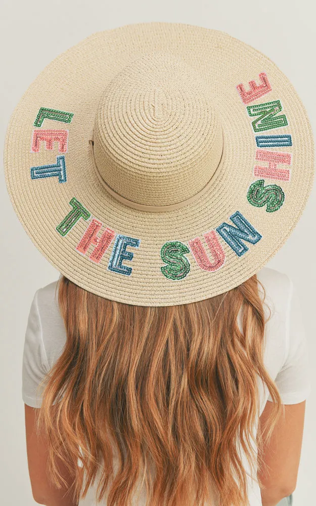 MH0121 Sequin Letter Let The Sun Shine Panama Hat