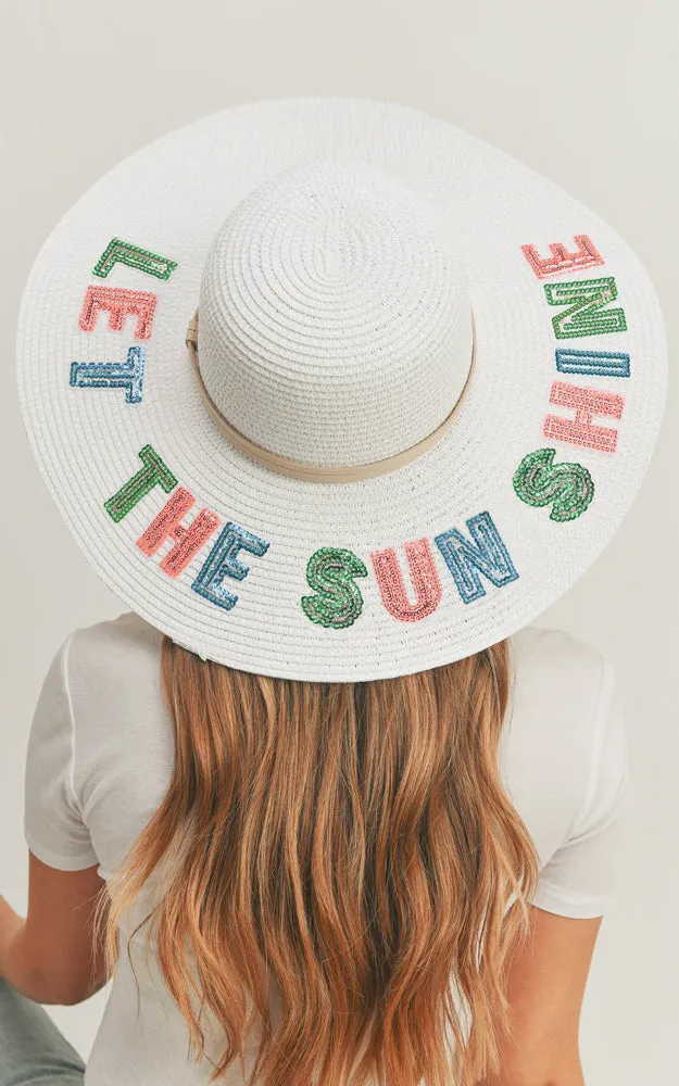 MH0121 Sequin Letter Let The Sun Shine Panama Hat