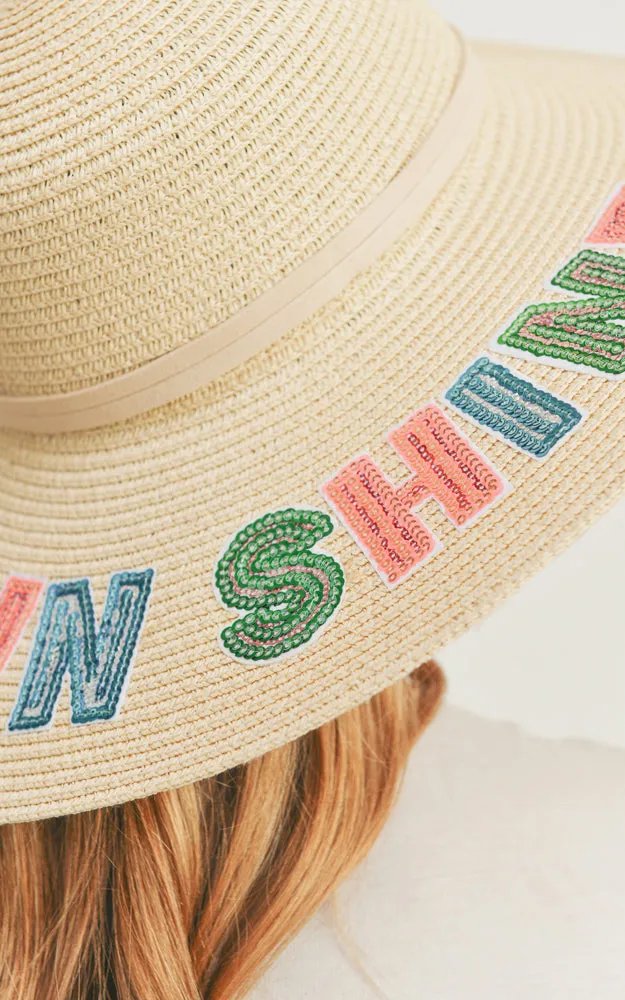 MH0121 Sequin Letter Let The Sun Shine Panama Hat