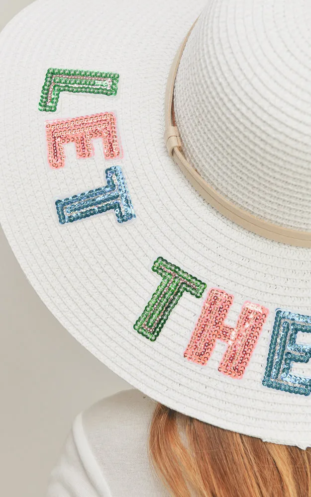MH0121 Sequin Letter Let The Sun Shine Panama Hat