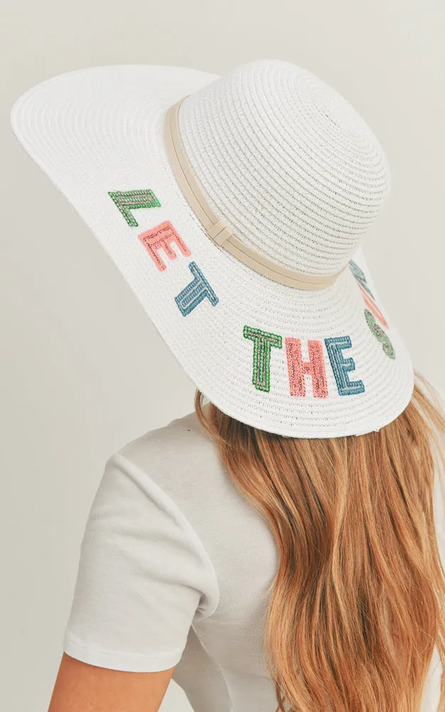MH0121 Sequin Letter Let The Sun Shine Panama Hat