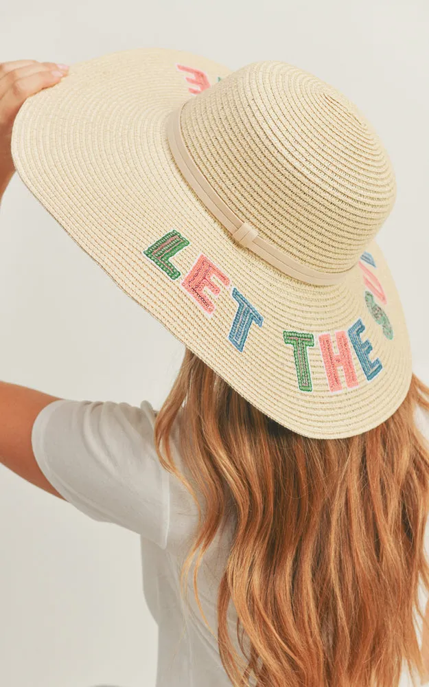 MH0121 Sequin Letter Let The Sun Shine Panama Hat