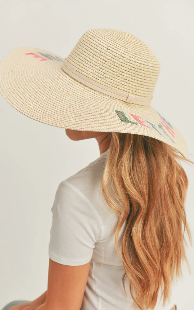 MH0121 Sequin Letter Let The Sun Shine Panama Hat