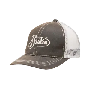 Milano Hats Denim Brown Mesh Embroidered Justin Cap