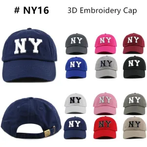 Newhattan 100% Cotton Baseball Caps NY Embroidered