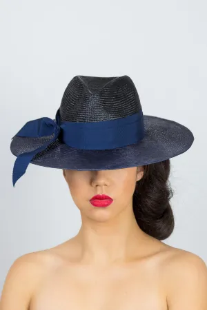 PHILIPPA: Wide Brimmed Fedora in Black and Navy