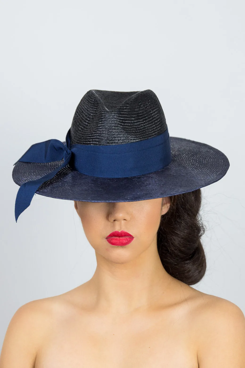 PHILIPPA: Wide Brimmed Fedora in Black and Navy