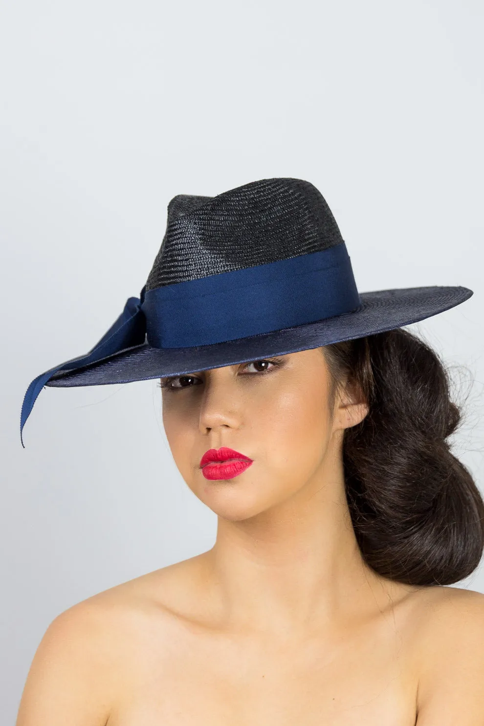 PHILIPPA: Wide Brimmed Fedora in Black and Navy