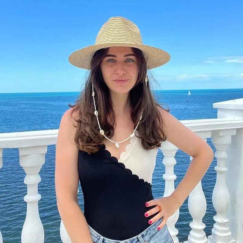 Seashells Beaded Beach Hats With Chain