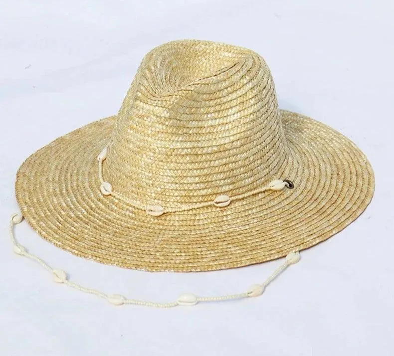Seashells Beaded Beach Hats With Chain