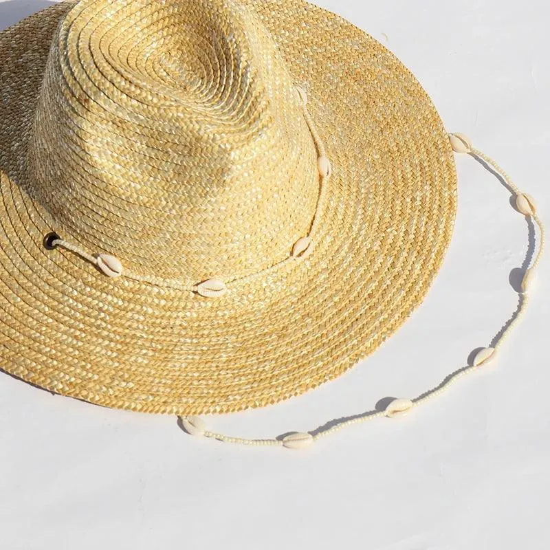 Seashells Beaded Beach Hats With Chain