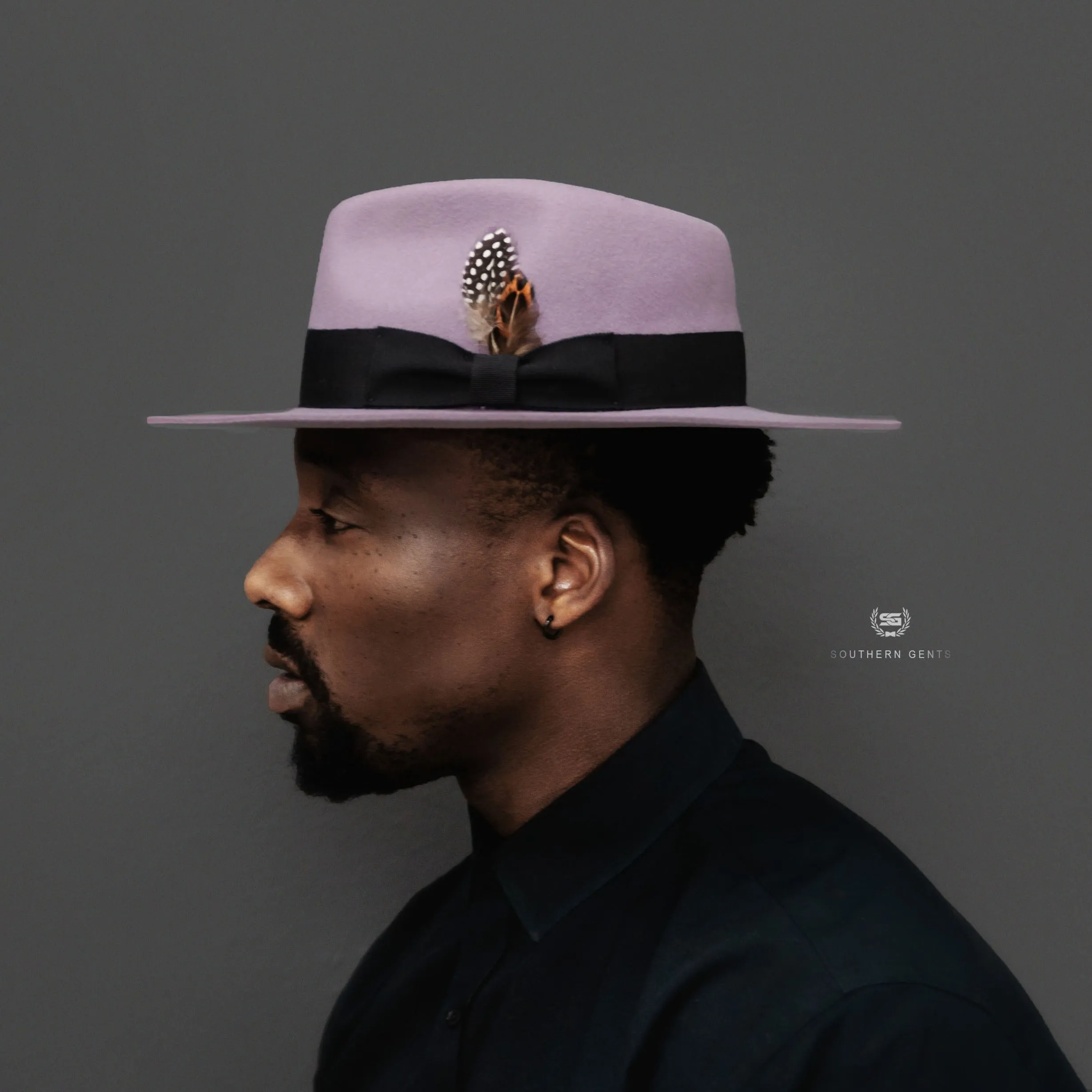 Sleek Fedora Hat - Lavender   Black