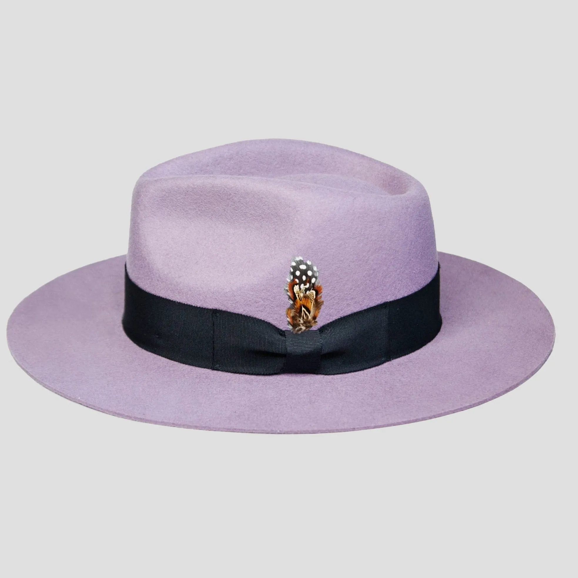 Sleek Fedora Hat - Lavender   Black