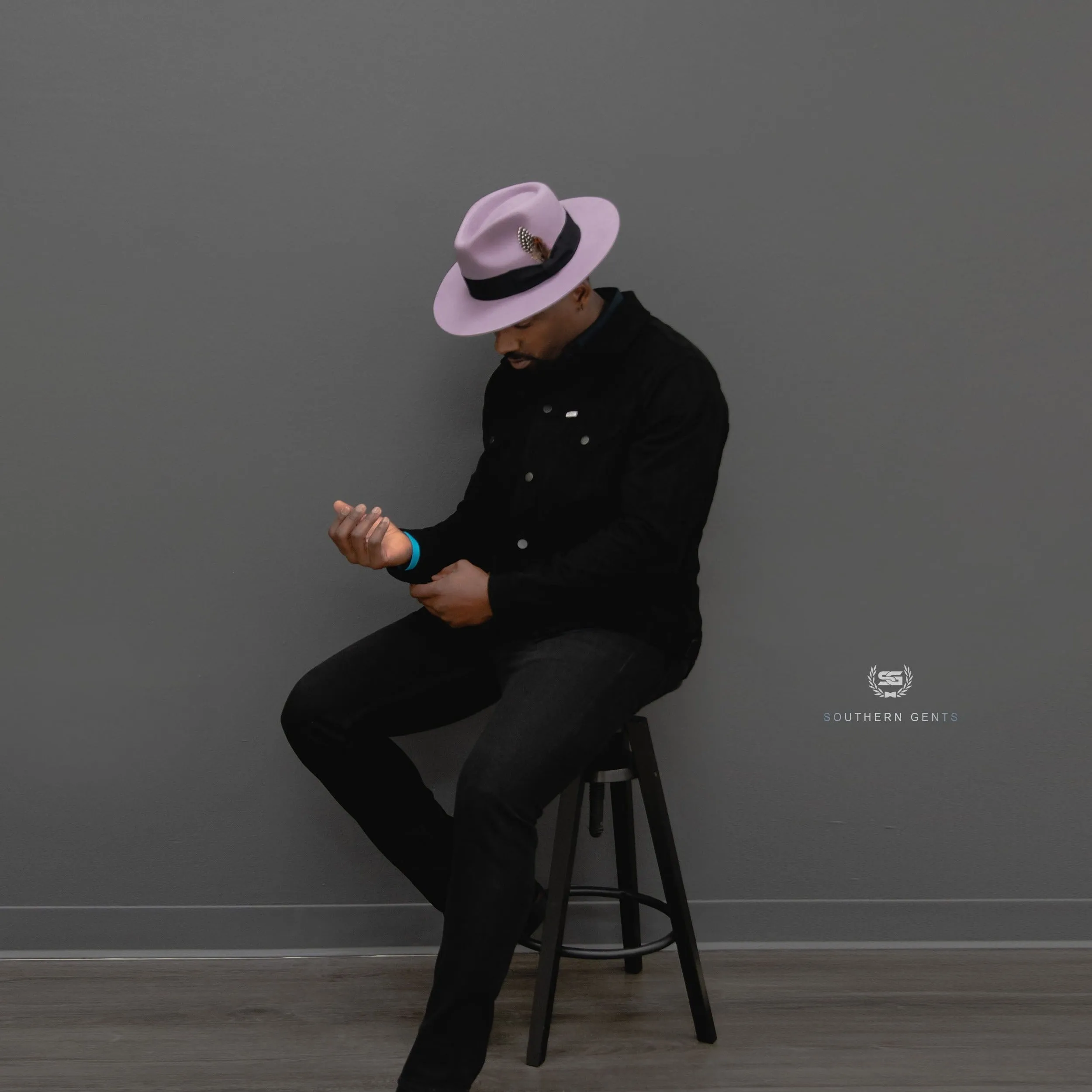 Sleek Fedora Hat - Lavender   Black