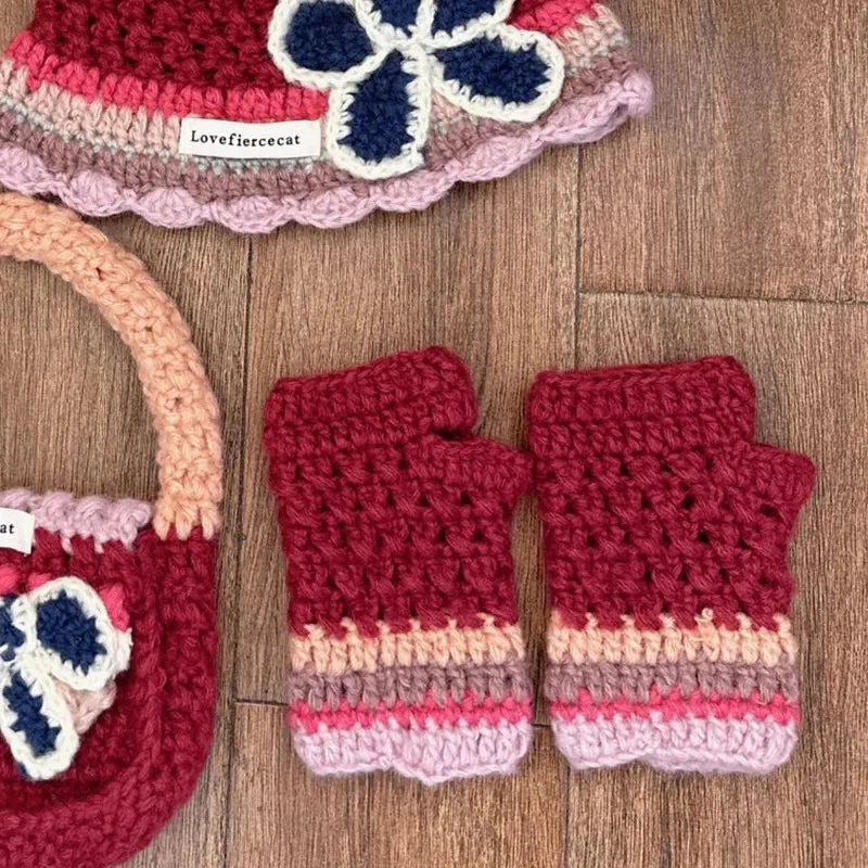 Sohiwoo Knitted Beanies Caps Gloves Bags Set For Women&Men Winter Thicken Warm Beanies Hats Female Outdoor Coldproof Skullies Hat Gloves