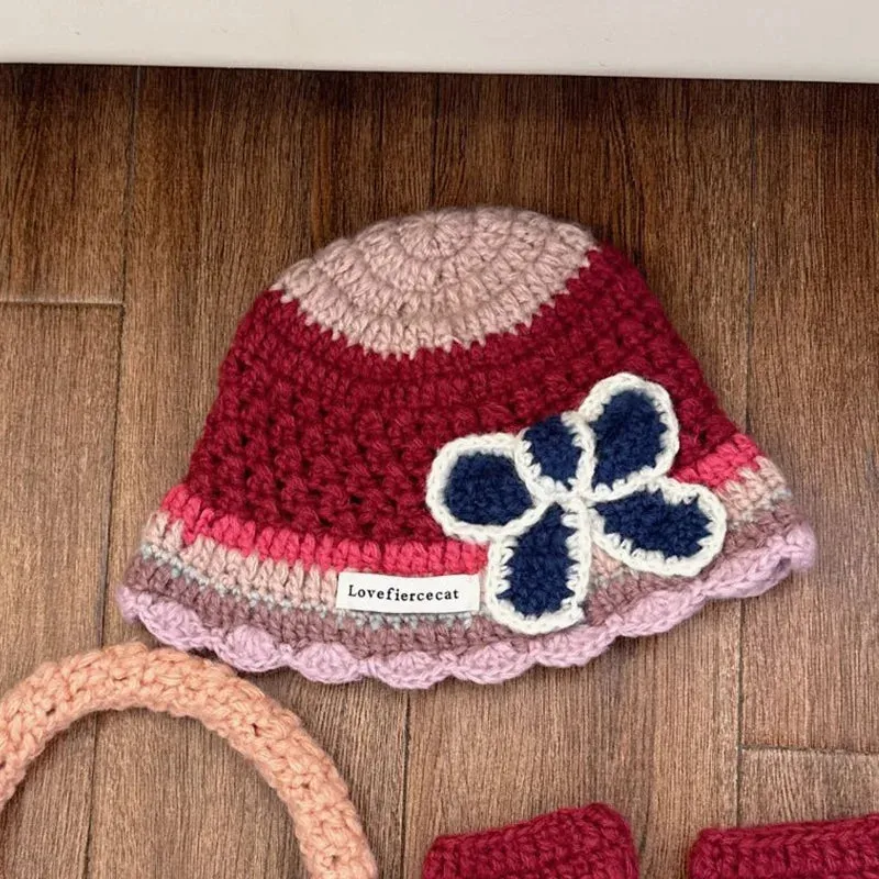 Sohiwoo Knitted Beanies Caps Gloves Bags Set For Women&Men Winter Thicken Warm Beanies Hats Female Outdoor Coldproof Skullies Hat Gloves
