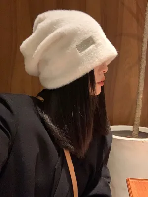 Sohiwoo Plush Beanies Hats For Women Winter Warm Solid Baggy Knitted Skullies Hat Outdoor Coldproof Beanies Caps Female Cap Gorros шляпа