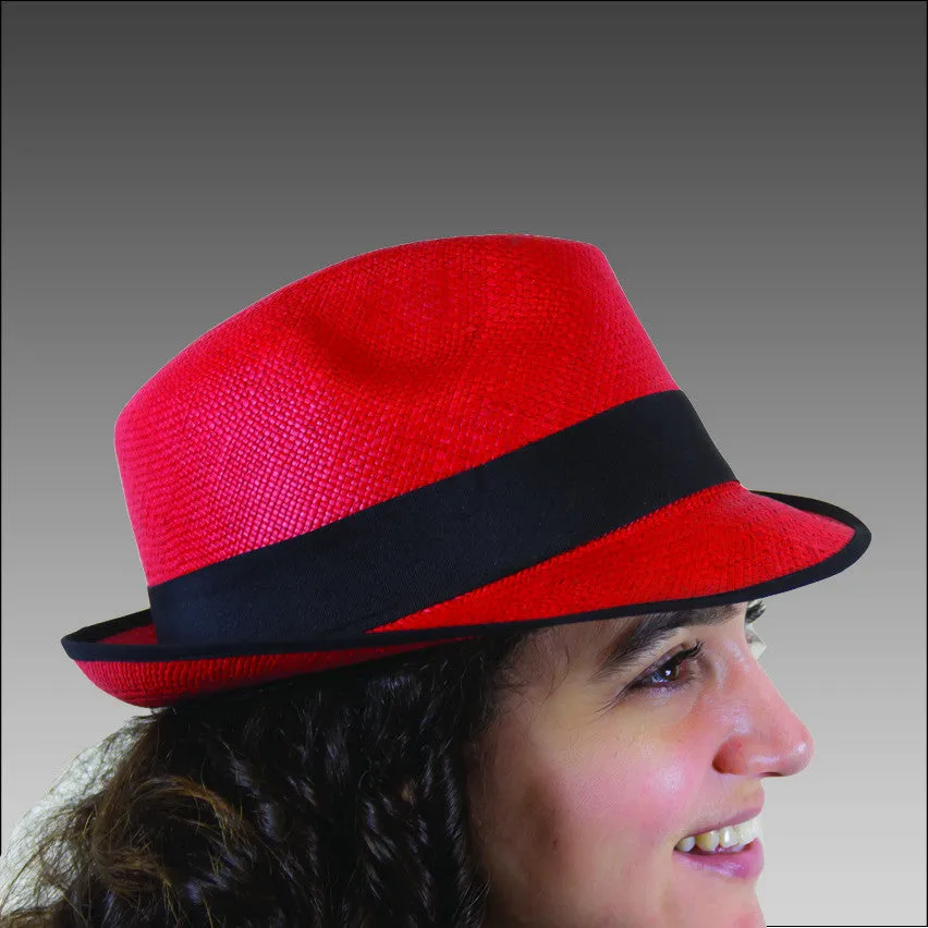 Tumia Trilby Panama Hat - Red