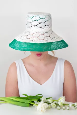 Two Toned Bucket Hat, in White and Green