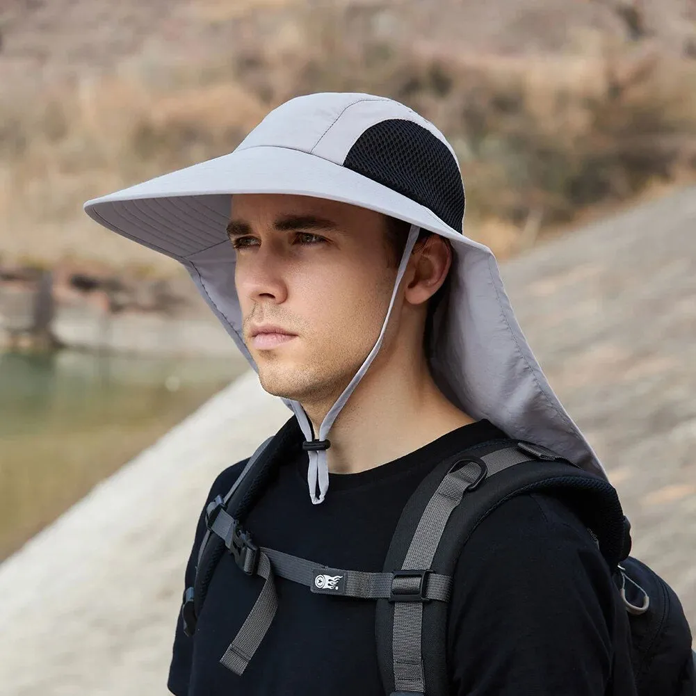 Wide Brim Hat Sun Protection Fishing Caps with Large Neck Flap
