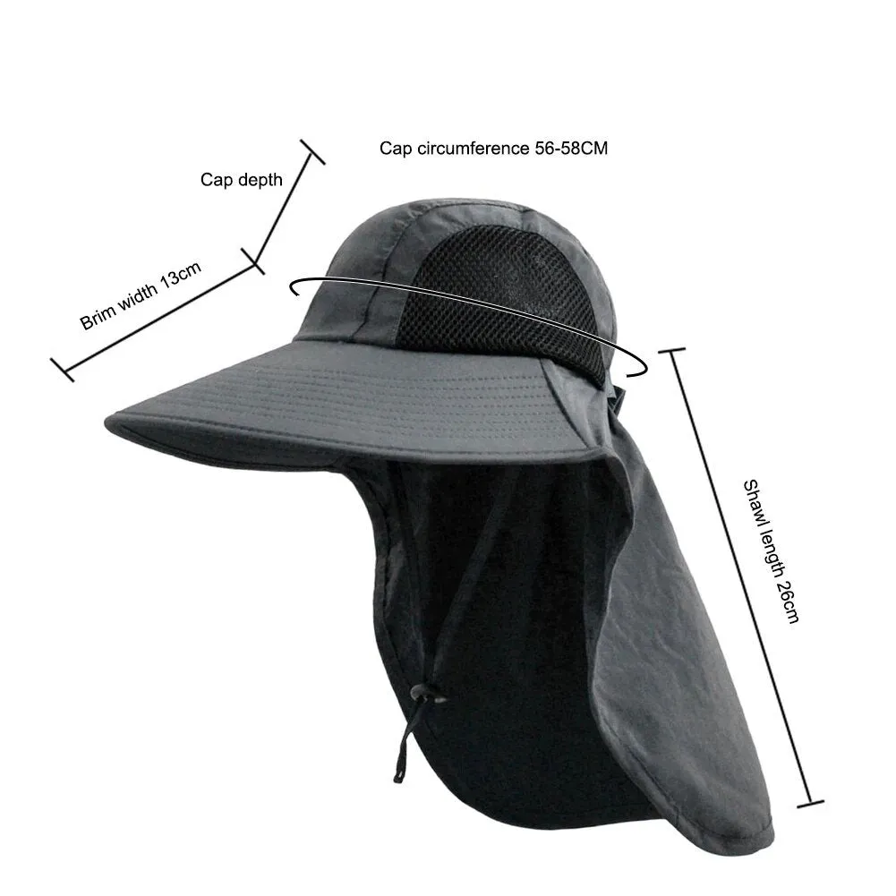 Wide Brim Hat Sun Protection Fishing Caps with Large Neck Flap