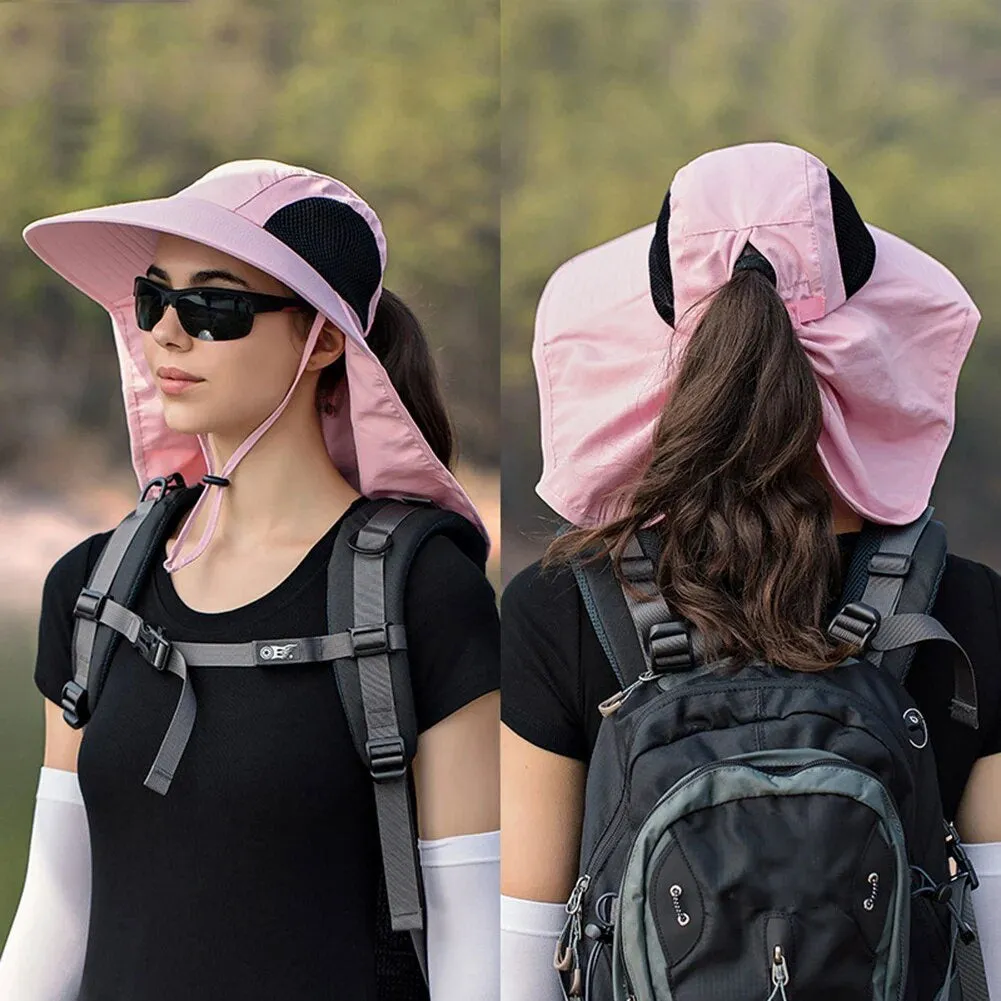 Wide Brim Hat Sun Protection Fishing Caps with Large Neck Flap