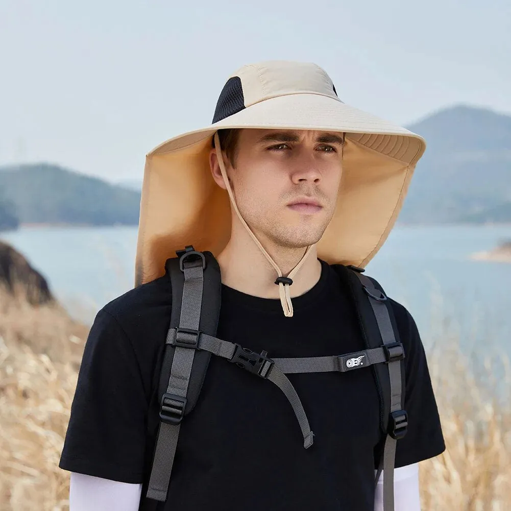 Wide Brim Hat Sun Protection Fishing Caps with Large Neck Flap