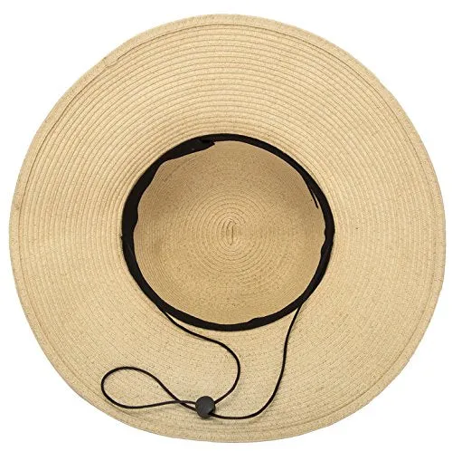 Women Floppy Sun Beach Straw Hats Wide Brim Packable Summer Cap (Beige) by Janrely